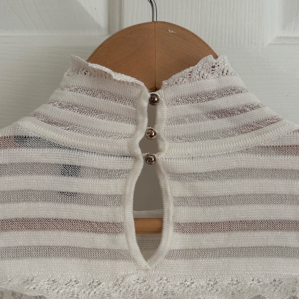 White House Black Market Ivory Striped Knit Top - Picture 6 of 8
